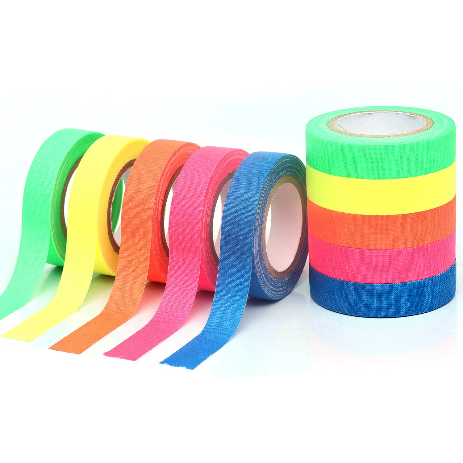 

5PCS DIY UV Blacklight Reactive Glow Neon Fluorescent Cloth Tapes Safety Warning Birthday Party Home Bar Decoration Christmas