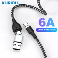 2 in 1 usb c to usb type c cable 6a pd 100w fast charging type c cable data cord for macbook xiaomi redmi samsung huawei