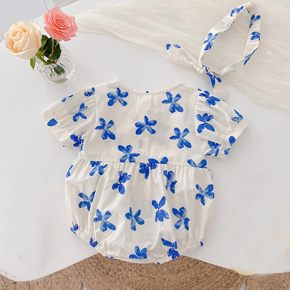 

Girl Baby Bodysuits Cotton Floral Summer Newborn Clothes Princess 1st Birthday Infant Romper High Quality