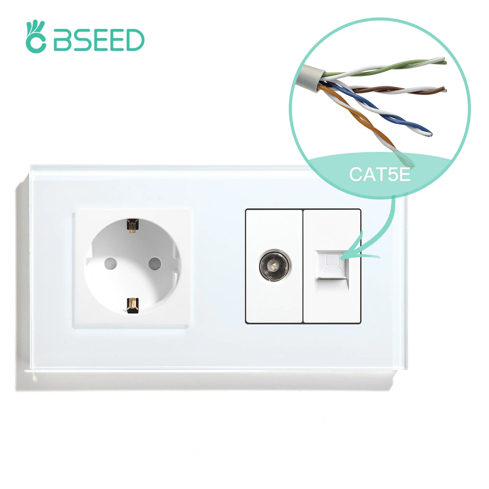 

BSEED TV CAT5 розетка со стеклянной рамкой