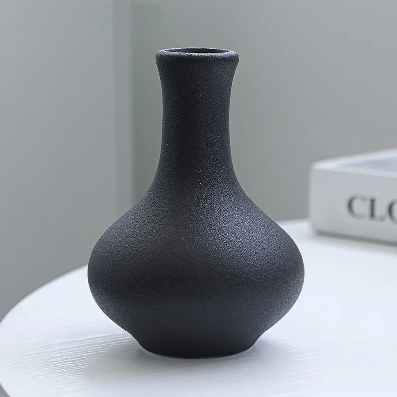 5Pcs/Black Ceramic Small Vase Home Decoration Crafts Tabletop Ornament Simplicity  Decoration 6