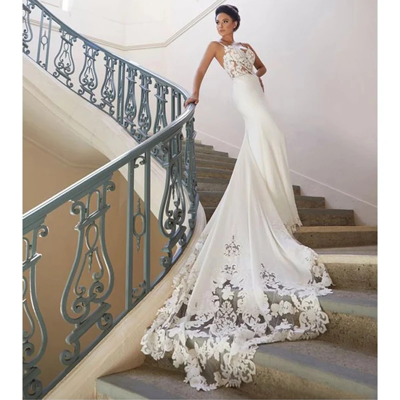 

Женское кружевное платье-Русалка It's yiiya, белое элегантное ажурное платье без рукавов с открытой спиной на лето 2019