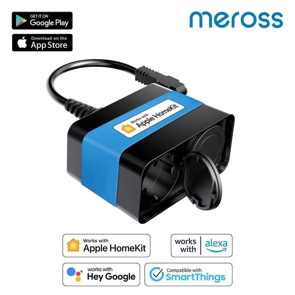 

Meross HomeKit Outdoor Smart EU Plug With 2 Sockets WLAN Outdoor Steckdose Wi-Fi Outlet For Alexa Google Assistant SmartThings