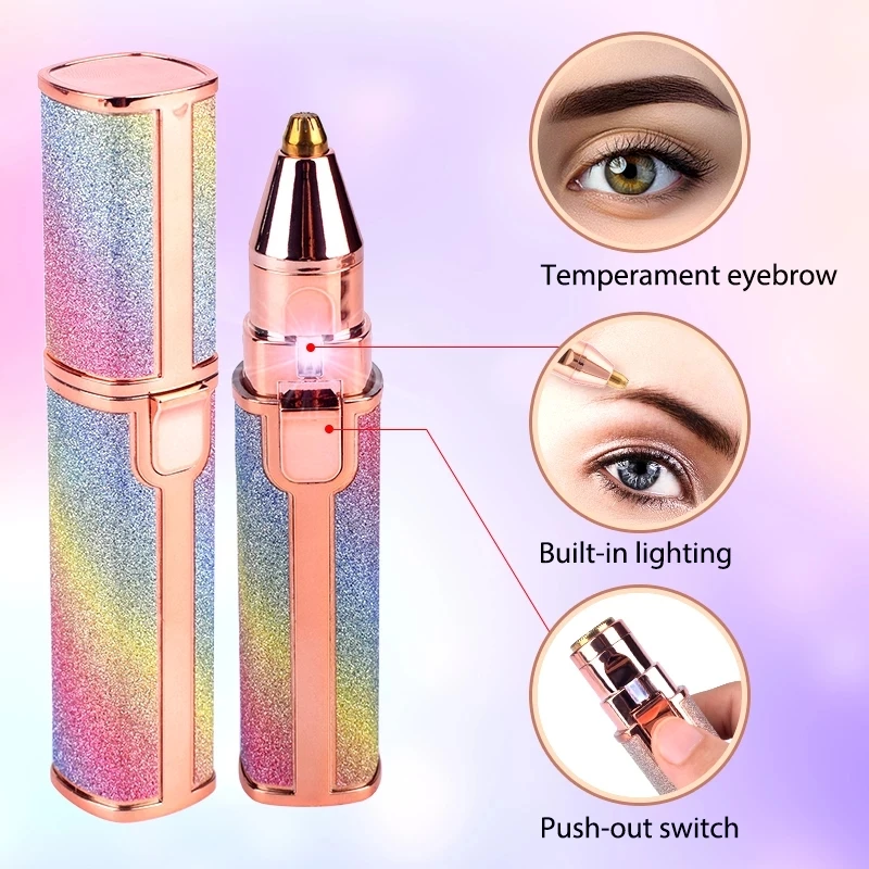 

2 IN 1 Rechargeable Electric Eyebrow Trimmer Epilator Female Body Facial Lipstick Shape Hair Removal Mini Painless Razor ShaverD
