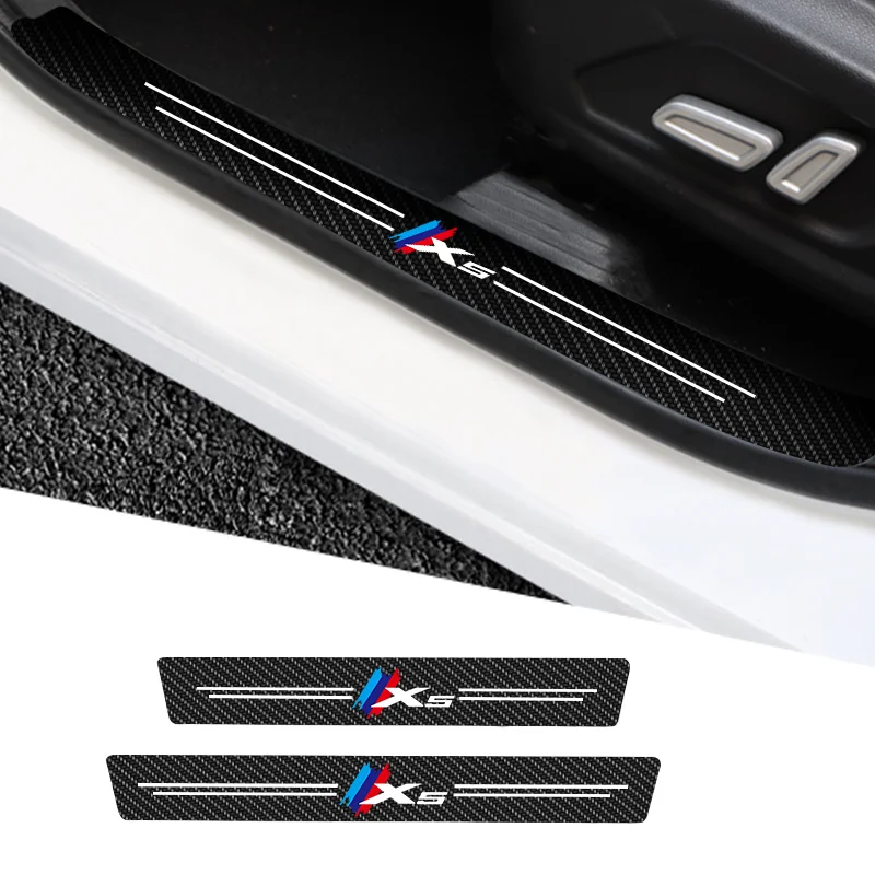 

4Pcs Car Stickers Threshold For BMW X1 X2 X3 X4 X5 X6 X7 Logo Anti Scratch Door Sill Protector ​Protection Carbon Fiber Stylin