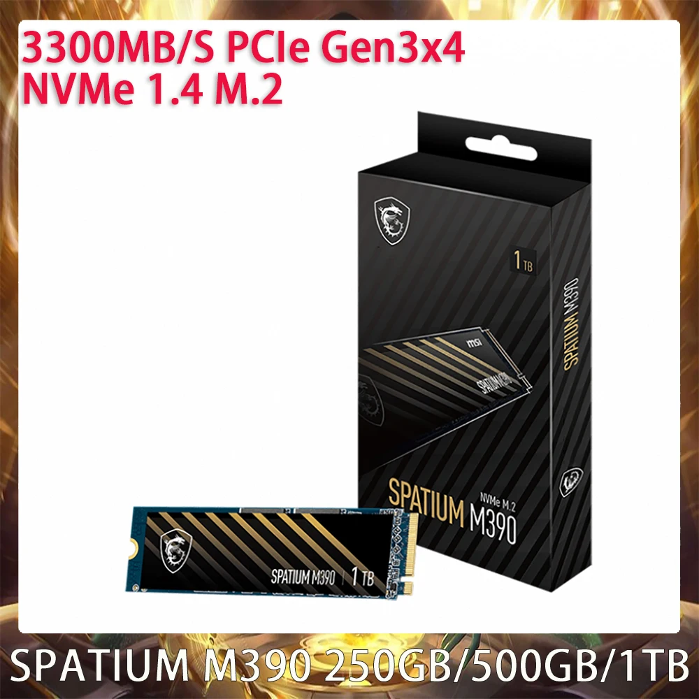 

For MSI SPATIUM M390 NVMe M.2 250GB 500GB 1TB SSD 3300MB/S PCIe Gen3x4 NVMe 1.4 Solid State Drive Works Perfectly Fast Ship New