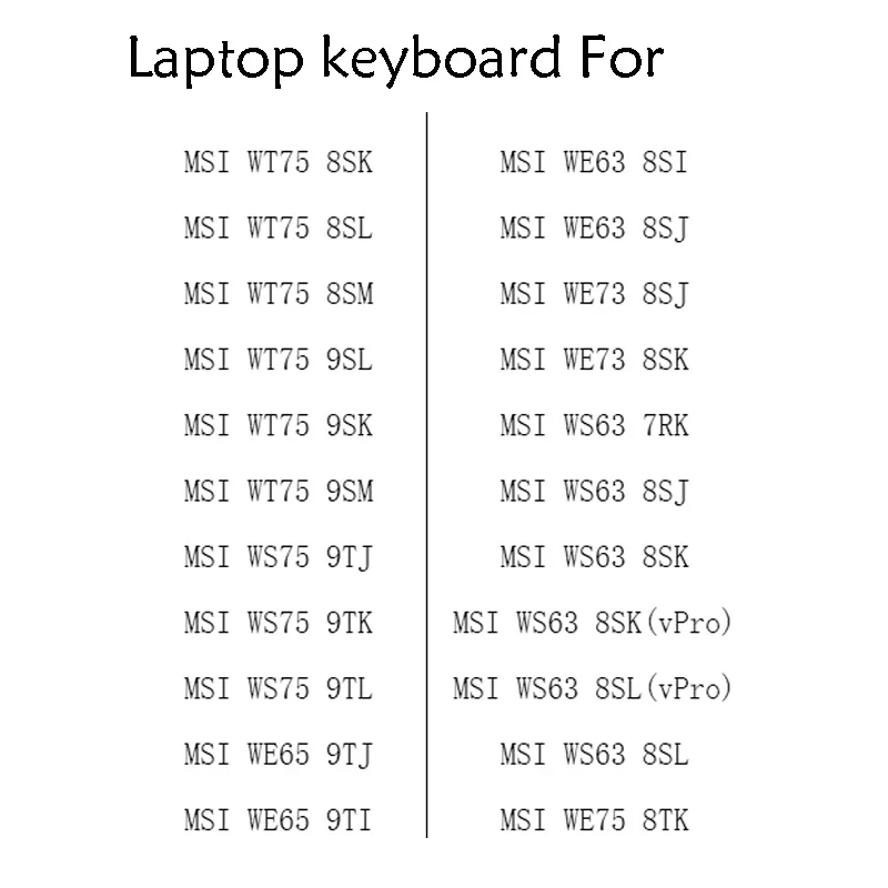клавиатура ноутбука для msi wt75 P75 Creator 9SD 9SE 9SF 9SG we65 мс-16u2 we75 мс-17g1 мс-17g2 белая