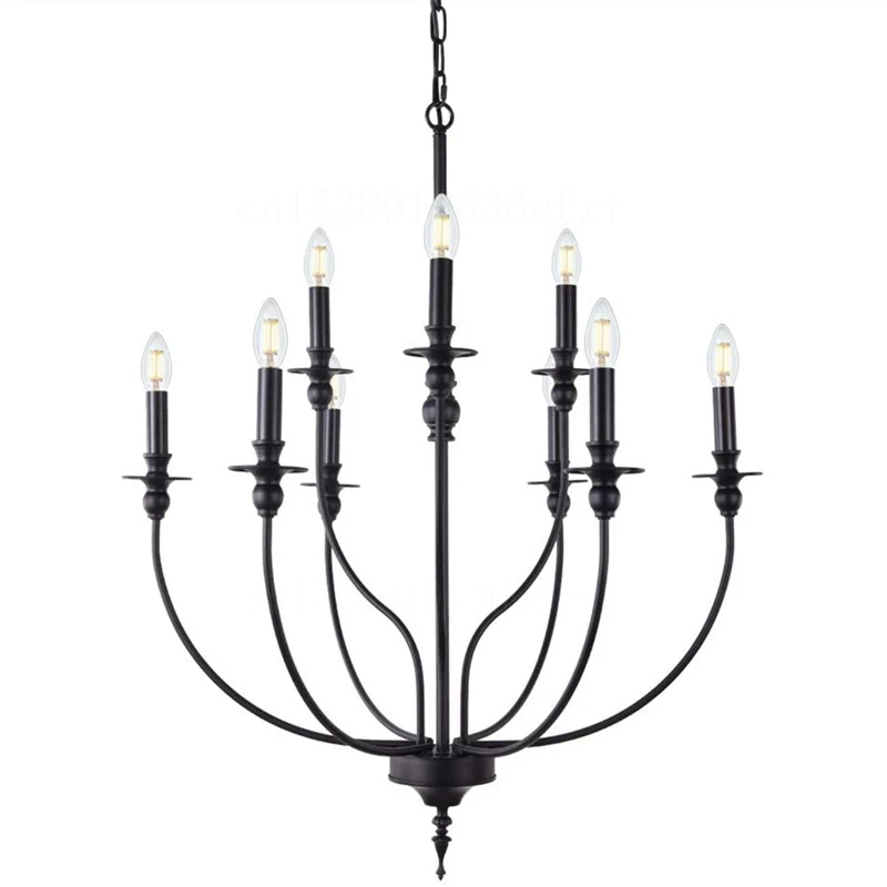 

Modern Retro Chandelier Lights American Vintage Living Room Kitchen Dining Room Decor Lamp Bedroom Study Candle Lighting