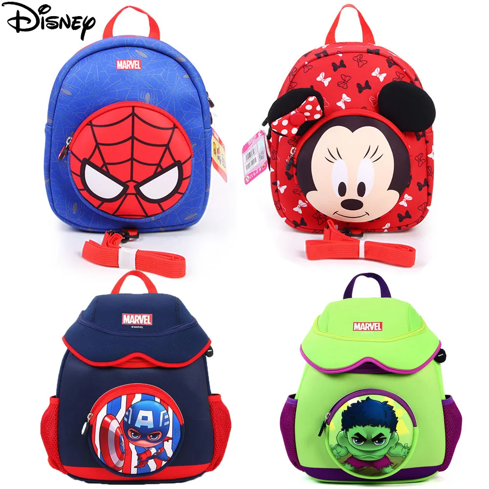 

New Children's Spider-Man Backpack Toddler Anti-Lost School Bag Cartoon Hulk Boys Girl's Bags