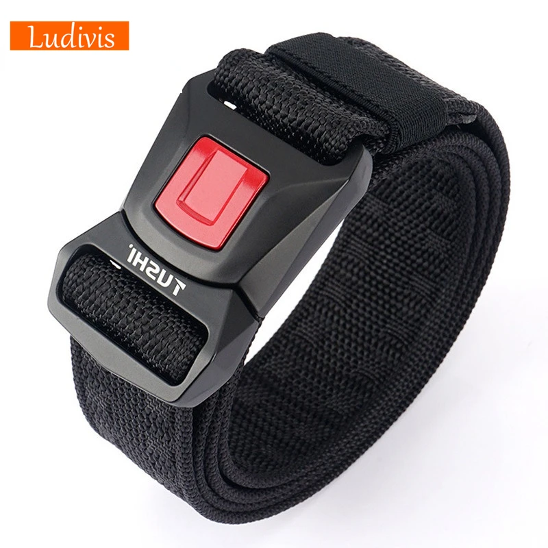 LUDIVIS Official Genuine Tactical Belt metal Buckle Military Belt Soft Real Nylon Sports Accessories