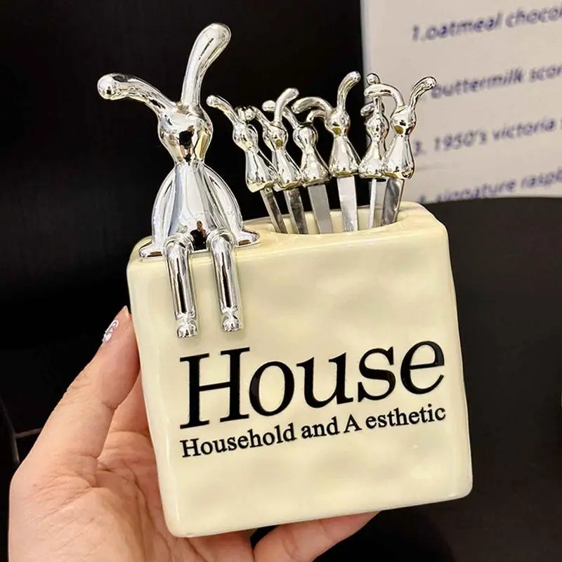 Металлический набор вилок для десерта 6 шт. вилка фруктов в форме животного из