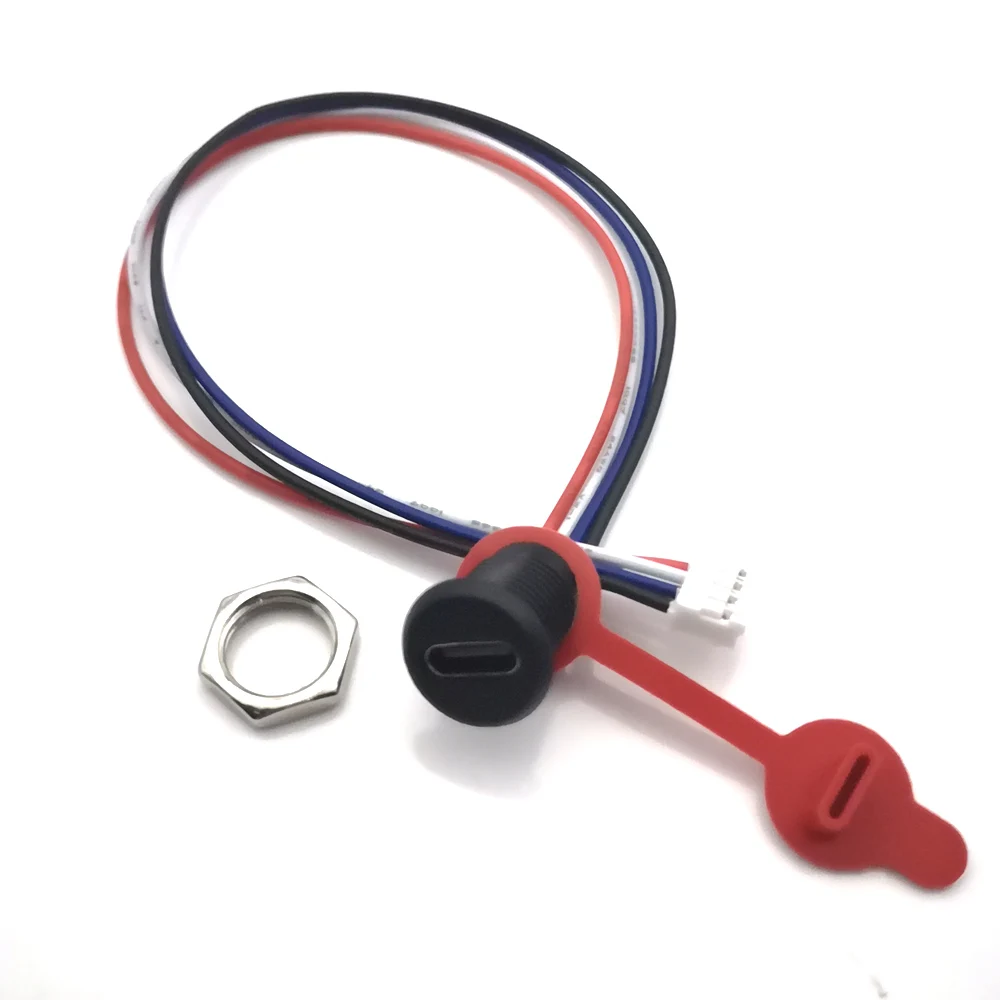 

1pcs USB-C 4pin Connector Type-C to PH2.0 With Nut Snap Plate Female 3A 5A Waterproof USB High Current Fast Charging jack port