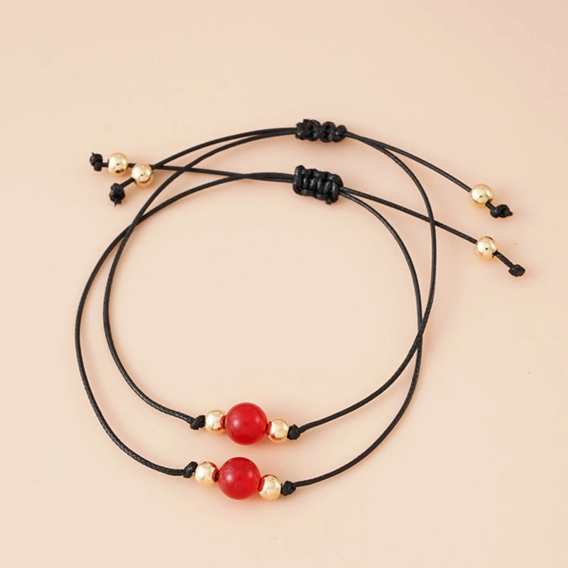 2 шт./компл. сердолик стразы Красный счастливый браслет ручной работы для женщин