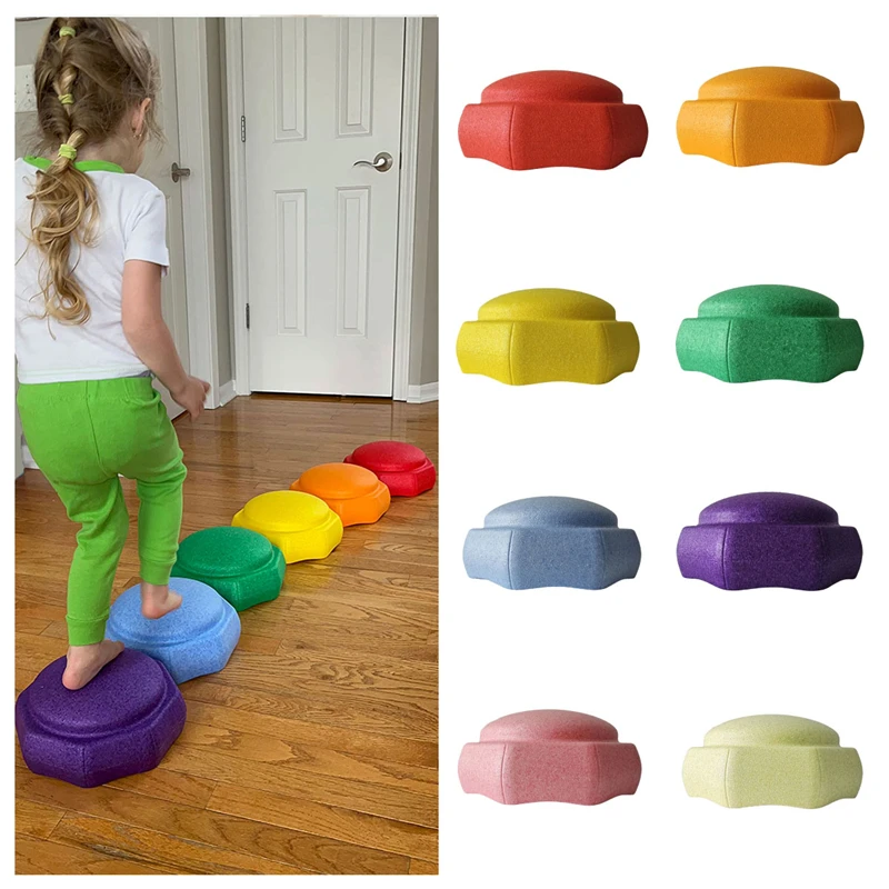 

Rainbow Stepping Stones Balance River Stones Training Children Coordination Skills Obstacle Course Family Game Kids Sensory Toys