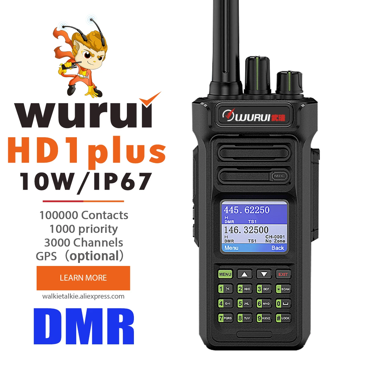 

Водонепроницаемая рация wolfui HD1 plus 10 Вт dmr IP67, любительская радиостанция с дальним радиусом действия, УВЧ и СВЧ