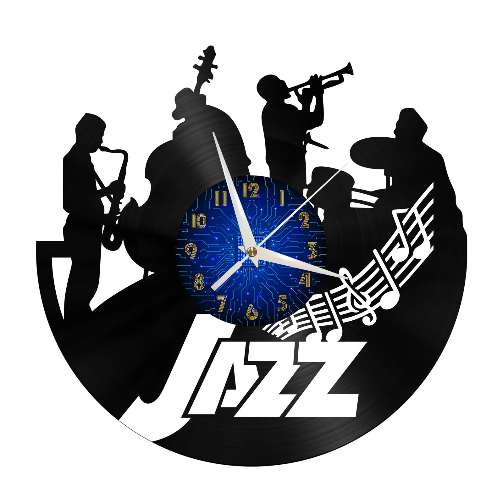 

Jazz band playing Vinyl Record Wall Clock for Kitchen Wall Decor Wall Art
