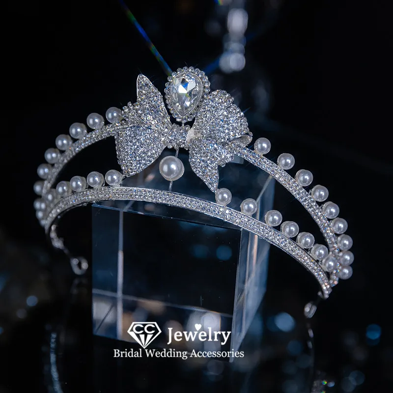 

CC Romantic Crowns Wedding Hair Accessories Women Hairwear Bridal Headpiece Engagement Hairbands Butterfly Shape Tiaras QS199