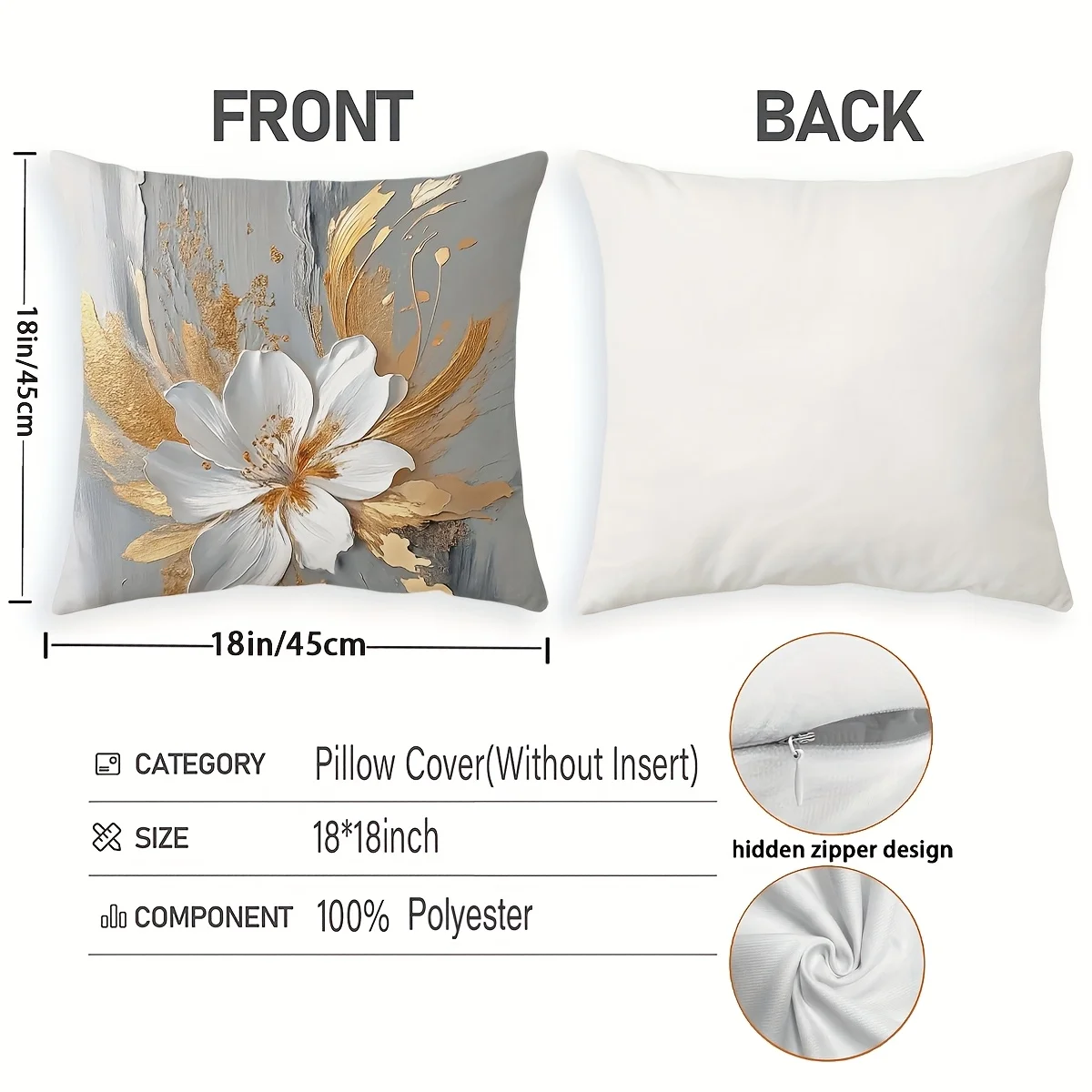 Fundas almohada planas 2D - Paquete 4 mornas con diseño floral abstracto Impreso en 2D |   Fundas Corativas sin relleno, poliést (art.: 3920d44daa7aa) - 3920d44daa7aa