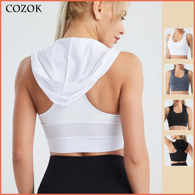 

Одежда Для Йоги Женский дышащий Быстросохнущий жилет с капюшоном для фитнеса уличный жилет для бега фитнеса с накладкой на грудь спортивный бюстгальтер лето