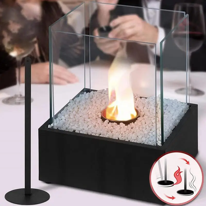 

Скандинавская настольная чаша для огня, чашка с Четырехсторонним стеклом, портативный Настольный камин для чистки, горение, био-этанол, без...