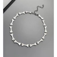 sheishow hip hop fashion bone string stainless steel necklace for women choker men trendy jewelry design creative unisex collar
