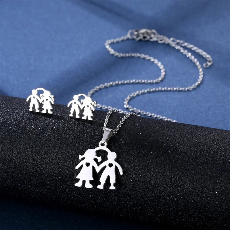 Комплект из колье и серёжек нержавеющей стали