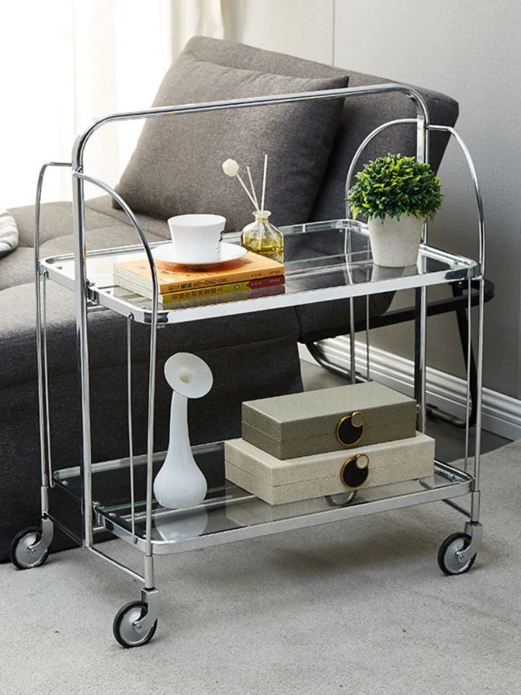 Кухонная тележка Стеклянные стеллажи Передвижная мебель в скандинавском стиле