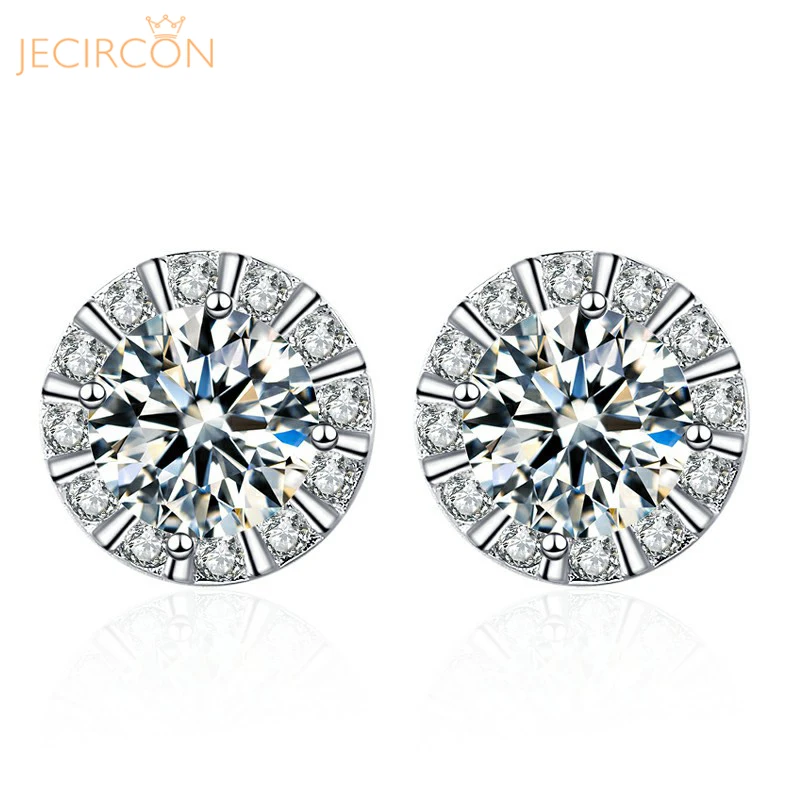 

JECIRCON 0.5 Carat Moissanite Earrings for Women Round Bag Lab Diamond Temperament Ear Studs 925 Sterling Silver Fashion Jewelry