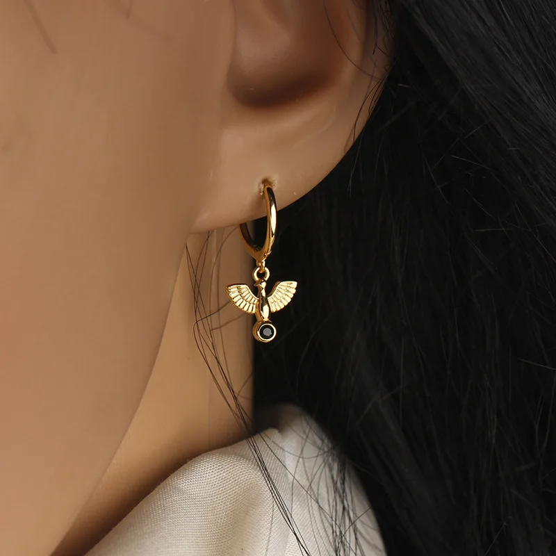 Панда сам 925 штамп серебряный золотой цвет мирный голубь Висячие серьги для женщин девушек Подарок креативные изысканные ювелирные изделия дропшиппинг