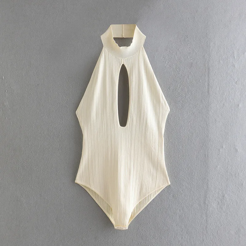 Женский трикотажный комбинезон PB &amp ZA весенний сексуальный с лямкой на шее и