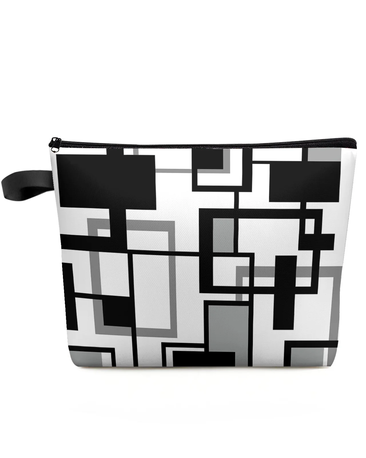 

Geometric Black White Gray Makeup Bag Pouch Travel Essentials Lady Women Cosmetic Bags Toilet Organizer Kids Storage Pencil Case