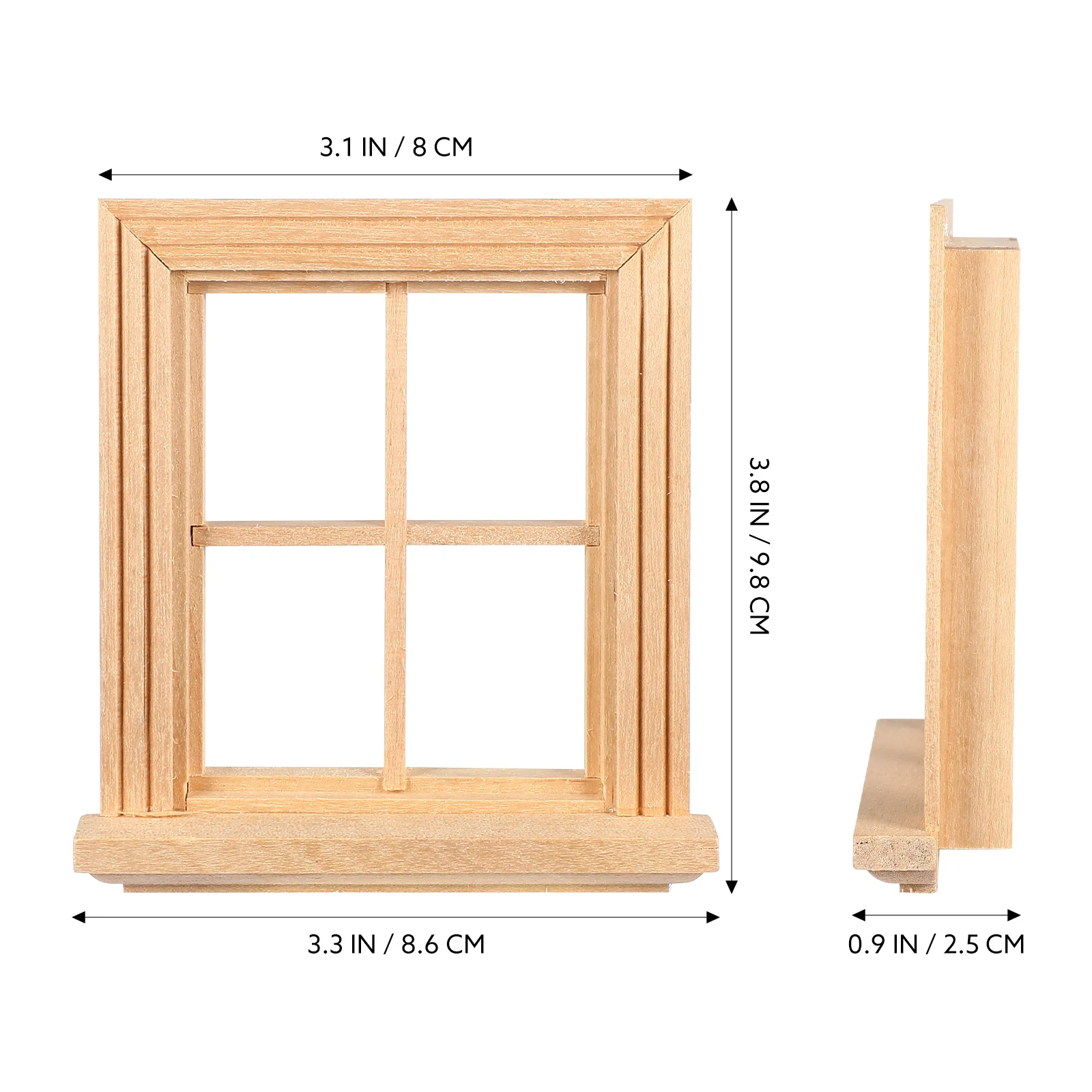 Mini Furniture Plain Four-pane Window Dollhouse Wooden Frame Model Toy Room Tiny Frames Windows
