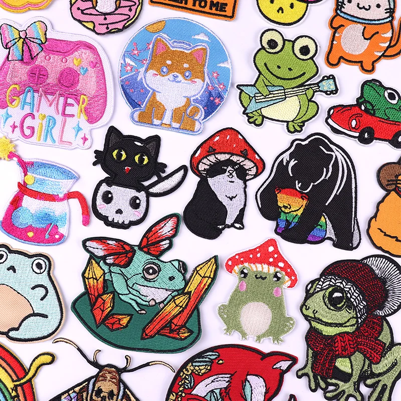 Нашивка С Вышивкой животных забавная нашивка с лягушкой патчи для одежды утюгом