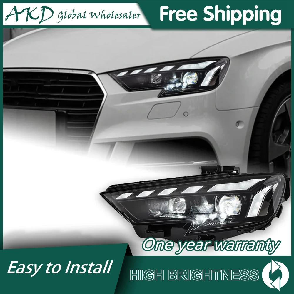 Фото Автомобиль для Audi A3 8V 2013-2021 S3 RS3 седан хэтчбек фары Drl Hella светодиодные биксеноновые лампы противотуманные фары автомобильный аксессуар фары №1