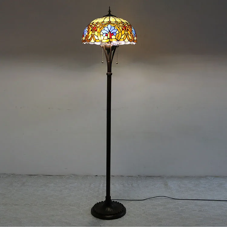 

LongHuiJing 16Inch Tiffany Style Floor Lamp Stained Glass Lampshade Handcrafted Lamps Reading Lights