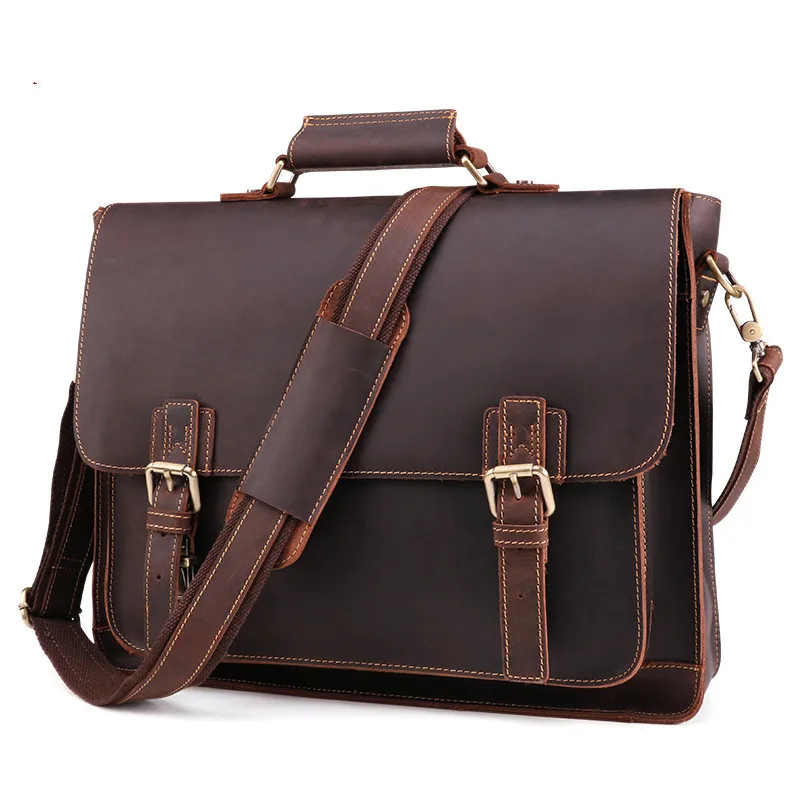 Genuine Leather  men's briefcase Man's Business 15.6 