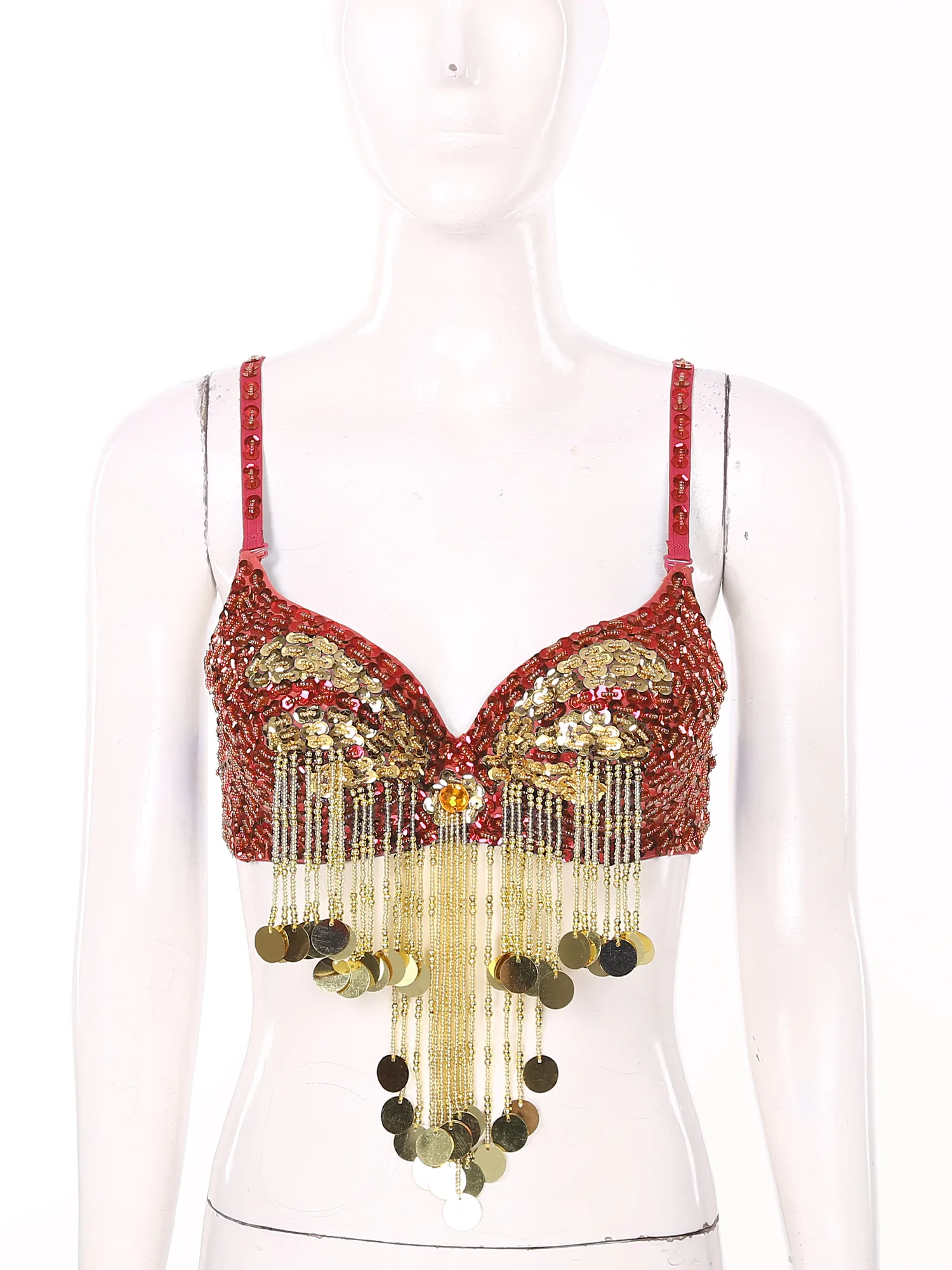 Женские пластиковые топы для танца живота с кисточками из бисера индийский