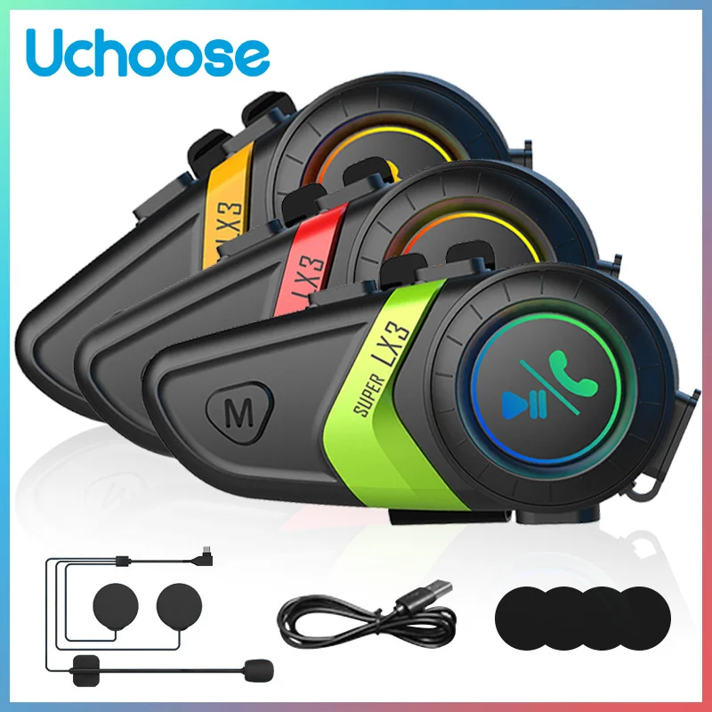 

LX3 Motorcycle Helmet Bluetooth Headset Handsfree Wireless Earphone Helmet Waterproof Headphones Music Player With Light