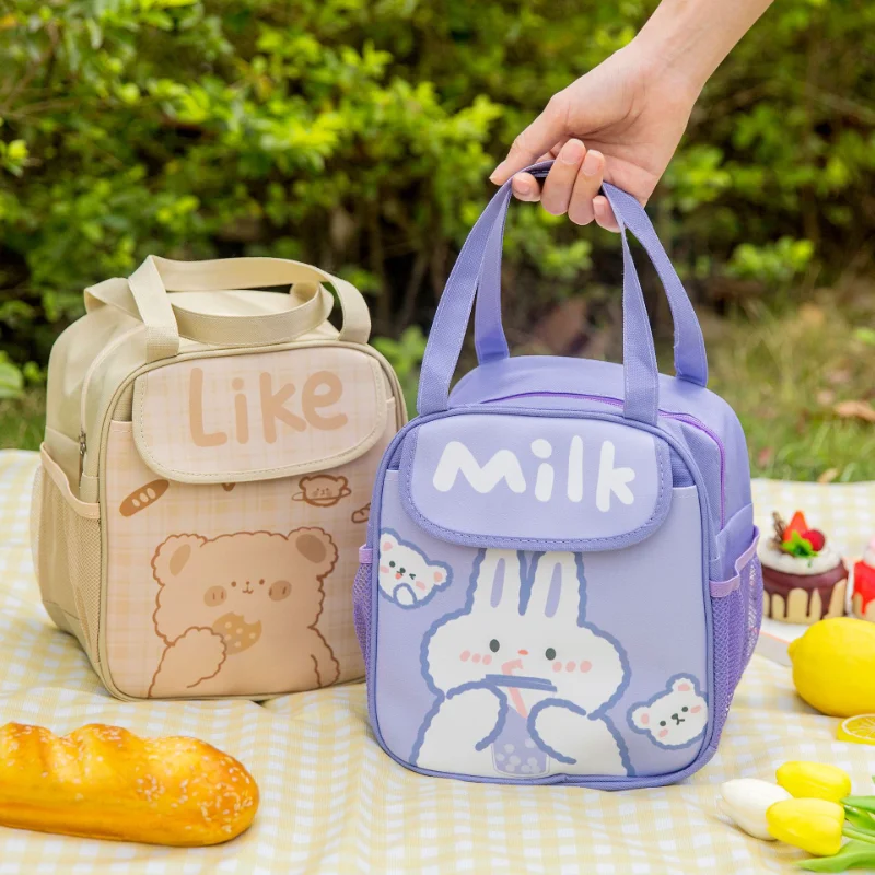 

Cartoon Children's Bento Bag Cooler Bag Reusable Large Capacity Leak-proof Tote for Work School Picnics