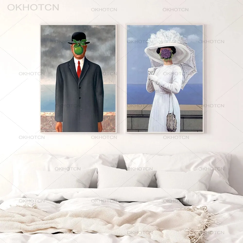 

Rene Magritte Print Poster Abstract Surrealism Canvas Painting Scandinavian Decor Wall Art Picture for Living Room Home Decor