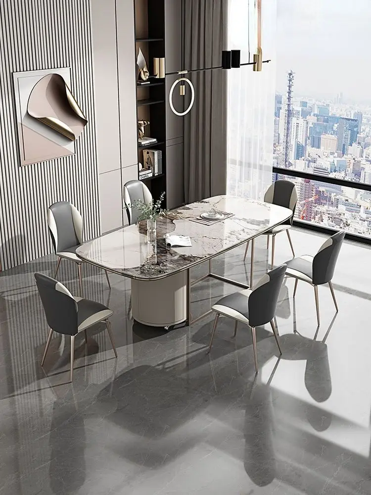 

Light extravagant slate table and chair combination modern table simple table folding Nordic tea table