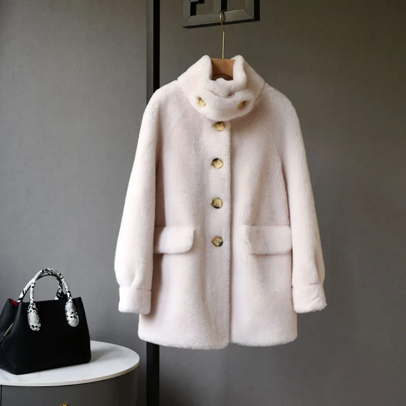 Sheep Shearing Coat Women's Full Wool Fur Real Wool Coat Winter Thickening Warm Coat