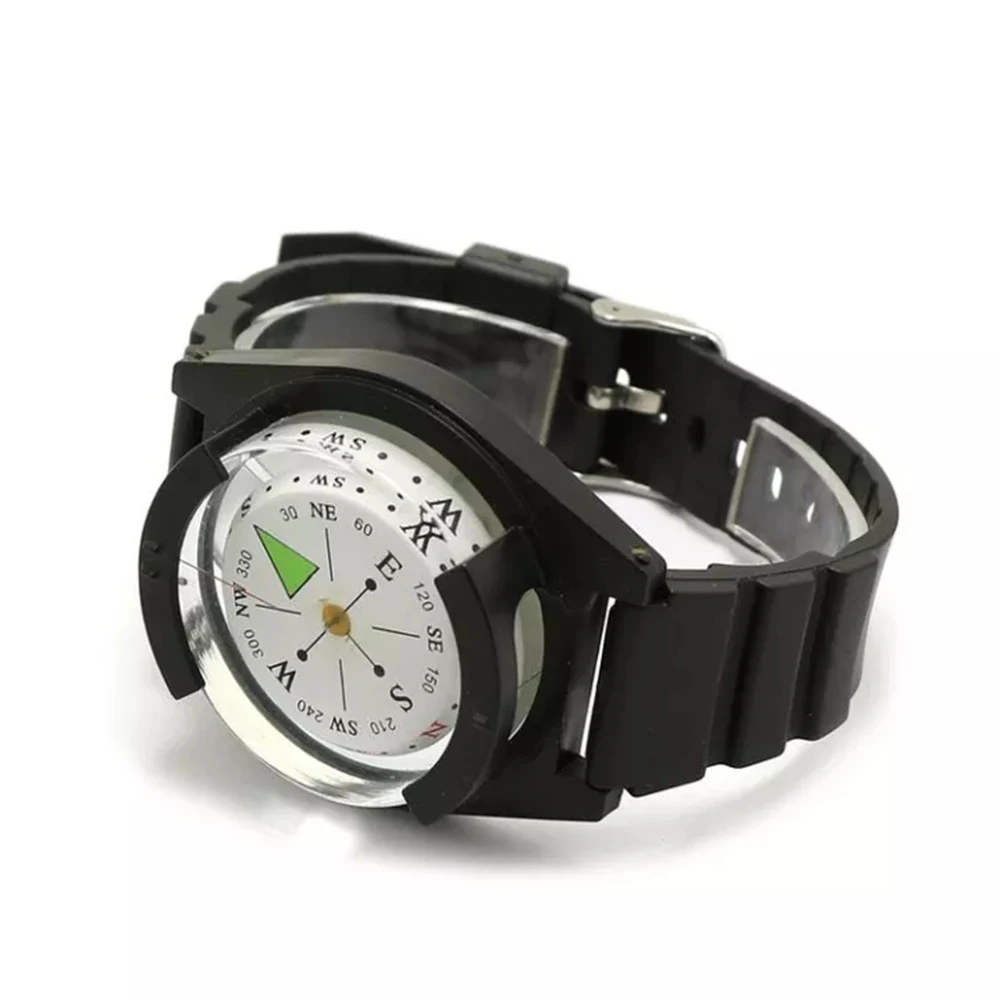 

1pc -Compass Acrylic + Silicone Strap Waterproof Wrist -Compass For Outdoor Activities Underwater Camping Caves Hiking Cycling