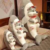 kawaii plush doll stuffed animal cartoon shark dog cat ocean world baby appease toys for baby pillow girlfriend birthday gifts