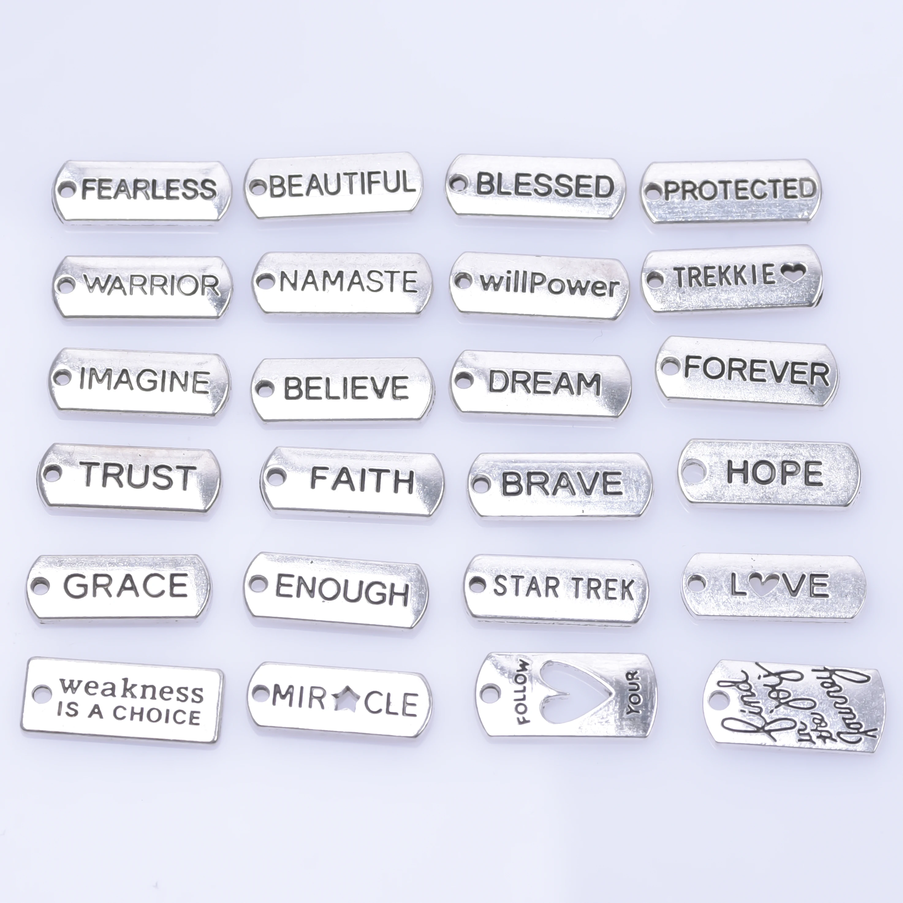 

24pcs/lot Mix Letter Brand with lobster clasp Alloy Pendants diy Charm for Jewelry Making Keychain Materials Bulk Accessories
