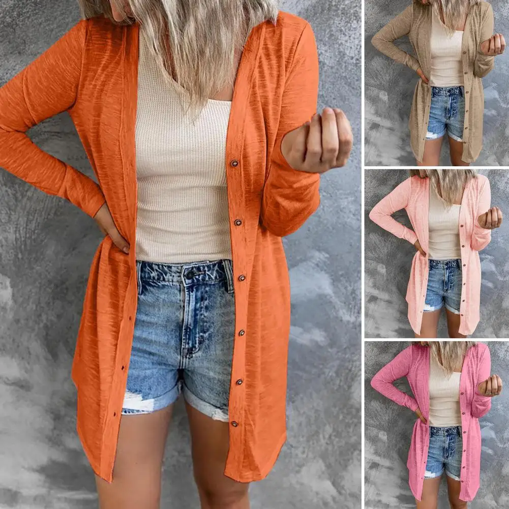 

Трендовая Женская Весенняя куртка, кардиган, женское осеннее пальто, однотонная Повседневная Дамская куртка средней длины