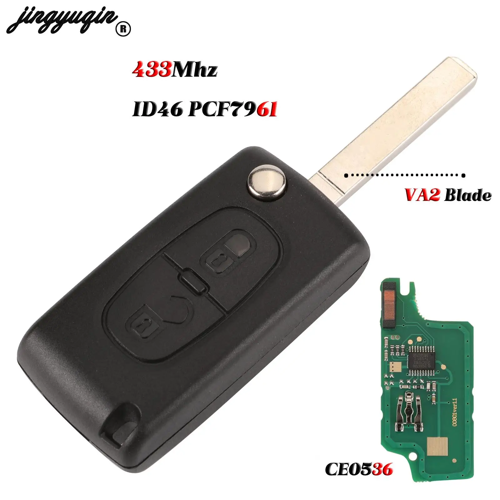 jingyuqin Flip Folding 2 Button Car Remote Key For PEUGEOT 206 307 308 207 407 408 For Citroen C2 C3 C4 C5 C6 C8