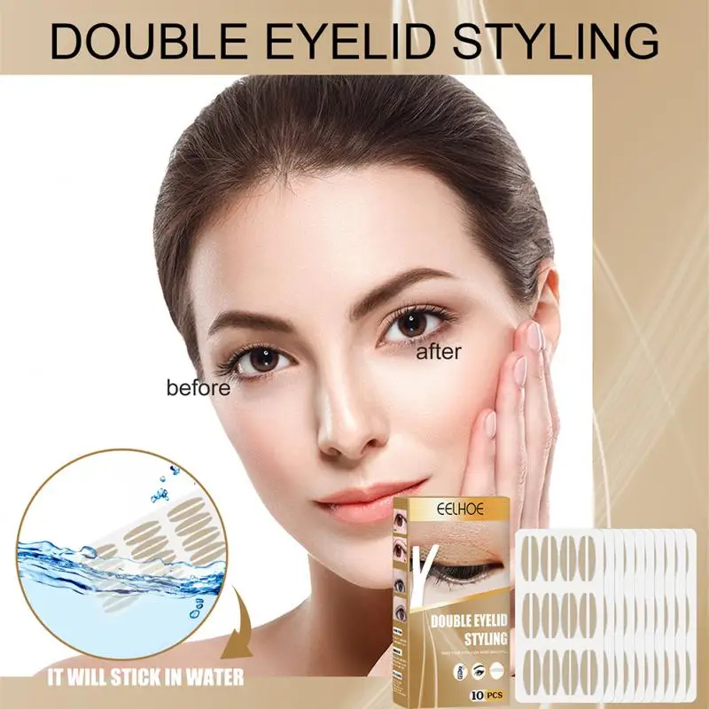 

EELHOE Invisible Double Eyelid Tape Set Self-Adhesive Transparent Eyelid Stickers Slim/Wide Waterproof Fiber Stickers For Eyelid