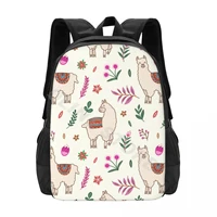 lama alpaca floral llama leaves flowers cartoon school bags fashion backpack teenagers bookbag mochila casual backpack