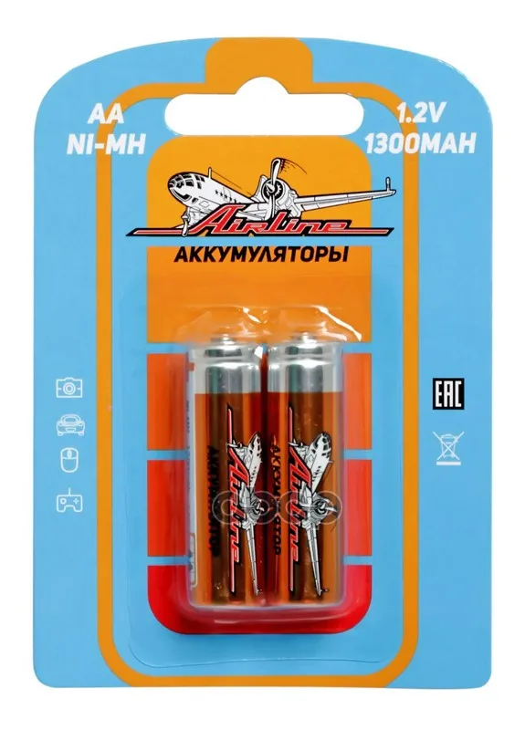 Батарейки Aa Hr6 Аккумулятор Ni-Mh 1300 Mah 2 Шт. В Компл. Aa-13-02 AIRLINE арт. AA-13-02 | Автомобили и